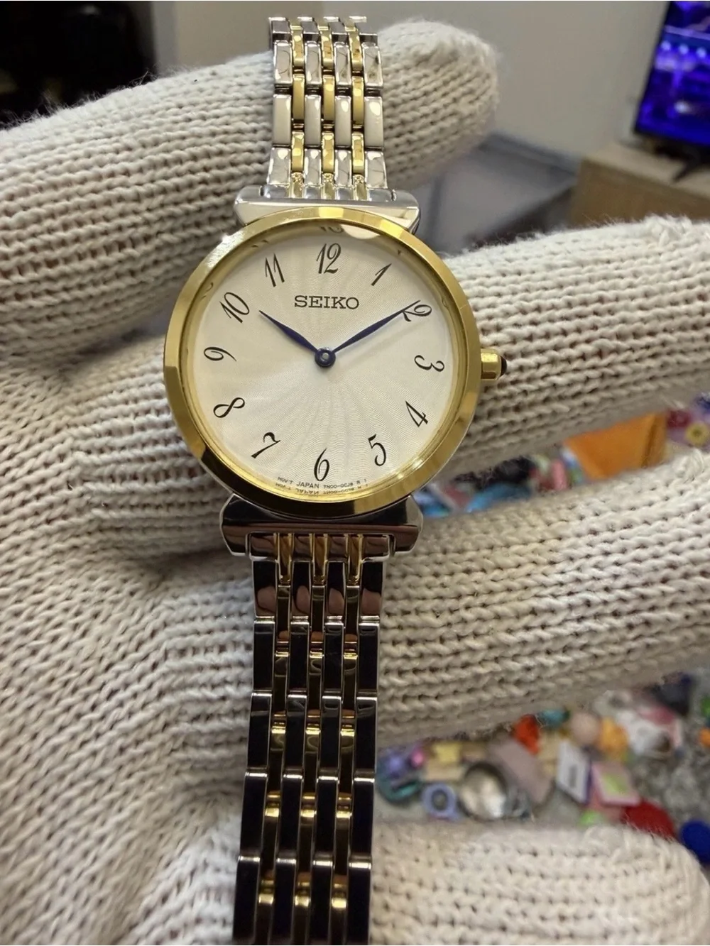 Seiko Essentials Womens Watch Two Tone Gold Silver Arabic SFQ800P1 7N00-0BM0